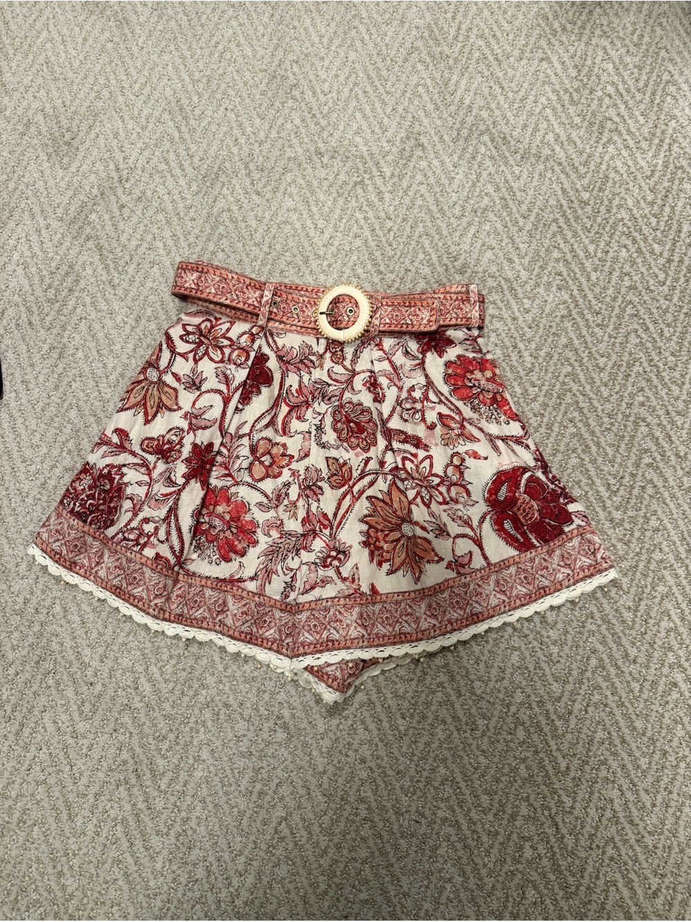 ZIMMERMANN Vitali floral high-rise linen shorts